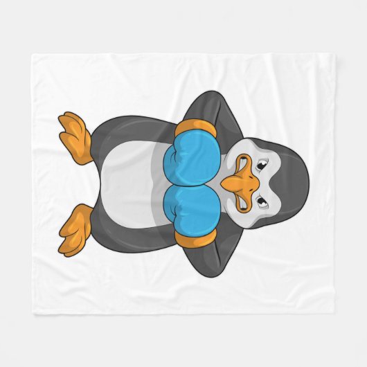 Pinguin beim Boxen mit Boxhandschuhen Fleecedecke (Vorderseite (Horizontal))