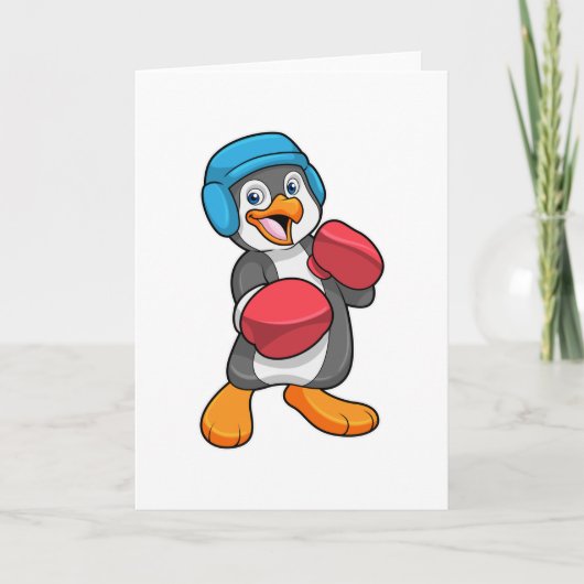 Pinguin beim Boxen mit Boxhandschuhen & Helm Karte (Vorderseite)