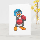 Pinguin beim Boxen mit Boxhandschuhen & Helm Karte (Gelbe Blume)