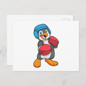Pinguin beim Boxen mit Boxhandschuhen & Helm Postkarte (Vorne/Hinten)