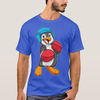 Pinguin beim Boxen mit Boxhandschuhen Helm T-Shirt
