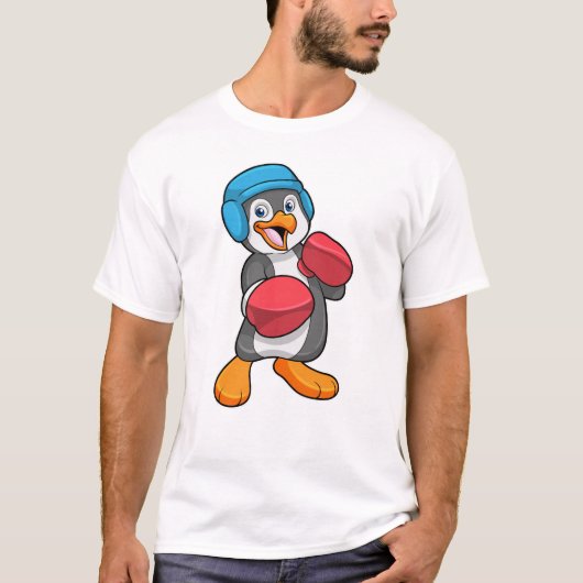 Pinguin beim Boxen mit Boxhandschuhen & Helm T-Shirt (Vorderseite)