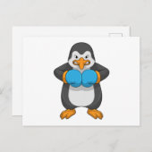 Pinguin beim Boxen mit Boxhandschuhen Postkarte (Vorne/Hinten)