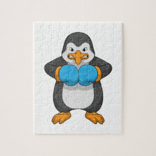 Pinguin beim Boxen mit Boxhandschuhen Puzzle