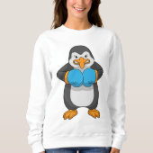 Pinguin beim Boxen mit Boxhandschuhen Sweatshirt (Vorderseite)