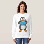 Pinguin beim Boxen mit Boxhandschuhen Sweatshirt (Vorne ganz)