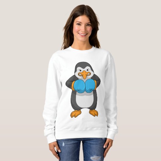 Pinguin beim Boxen mit Boxhandschuhen Sweatshirt (Vorne ganz)