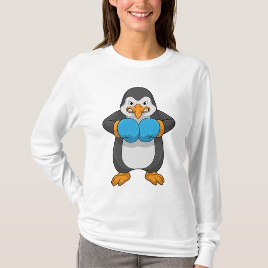 Pinguin beim Boxen mit Boxhandschuhen T-Shirt (Vorderseite)