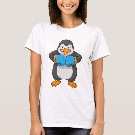 Pinguin beim Boxen mit Boxhandschuhen T-Shirt (Vorderseite)
