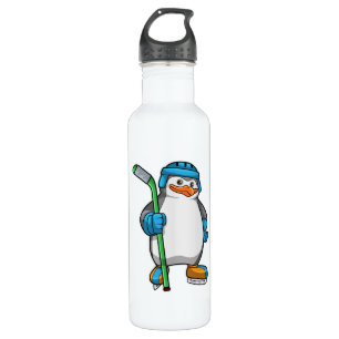 Pinguin beim Eishockey mit Eishockeyschläger Edelstahlflasche