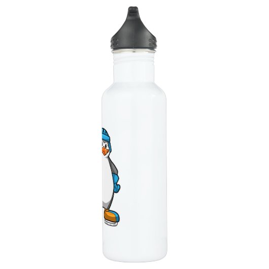 Pinguin beim Eishockey mit Eishockeyschläger Edelstahlflasche (Rechts)