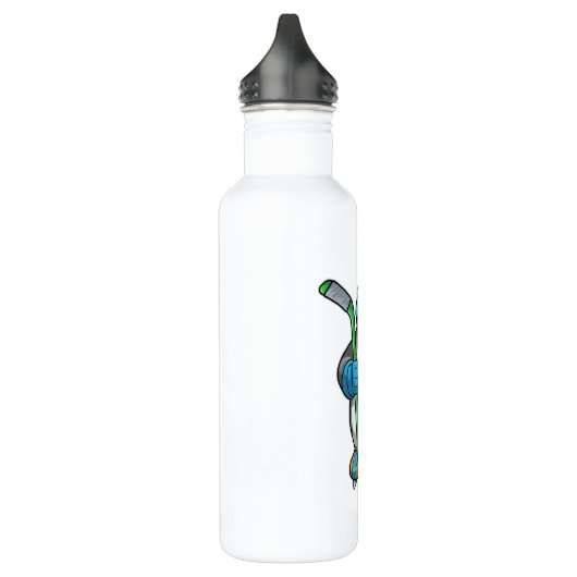 Pinguin beim Eishockey mit Eishockeyschläger Edelstahlflasche (Links)
