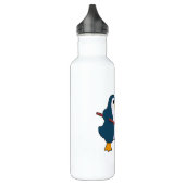 Pinguin beim Eishockey mit Eishockeyschläger Edelstahlflasche (Links)