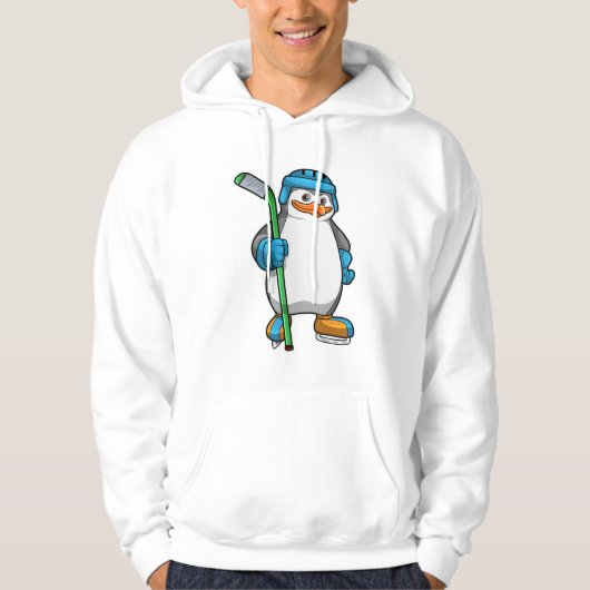 Pinguin beim Eishockey mit Eishockeyschläger Hoodie (Vorderseite)