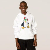 Pinguin beim Eishockey mit Eishockeyschläger Hoodie (Vorne ganz)