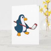 Pinguin beim Eishockey mit Eishockeyschläger Karte (Gelbe Blume)