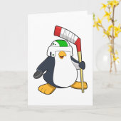 Pinguin beim Eishockey mit Eishockeyschläger Karte (Gelbe Blume)