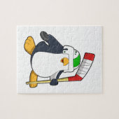 Pinguin beim Eishockey mit Eishockeyschläger Puzzle (Horizontal)