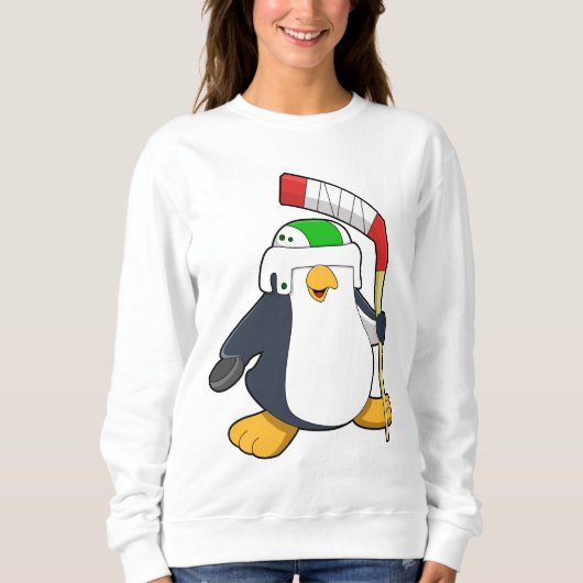 Pinguin beim Eishockey mit Eishockeyschläger Sweatshirt (Vorderseite)