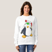Pinguin beim Eishockey mit Eishockeyschläger Sweatshirt (Vorne ganz)