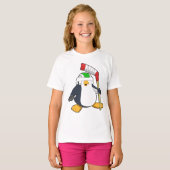Pinguin beim Eishockey mit Eishockeyschläger T-Shirt (Vorne ganz)