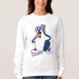 Pinguin beim Eislaufen mit Schlittschuhen Sweatshirt