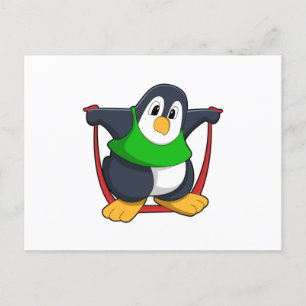 Pinguin beim Fitness mit Springseil.PNG Postkarte