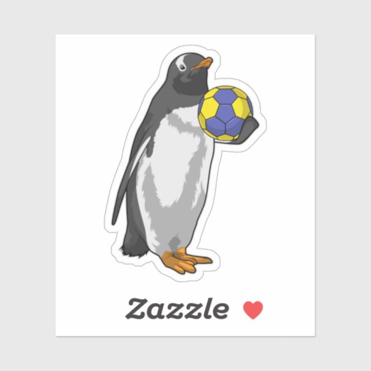 Pinguin beim Handball Sports Aufkleber (Blatt)