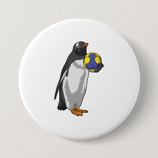 Pinguin beim Handball Sports Button (Vorderseite)