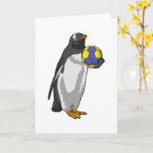 Pinguin beim Handball Sports Karte (Gelbe Blume)