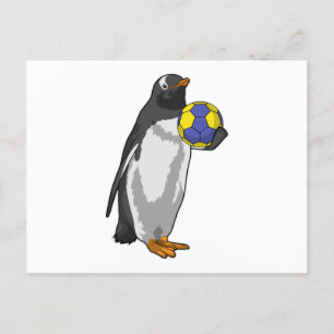 Pinguin beim Handball Sports Postkarte