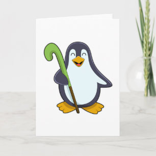 Pinguin beim Hockey mit Hockeyschläger Karte