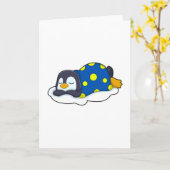 Pinguin beim Schlafen mit Blanket Karte (Gelbe Blume)