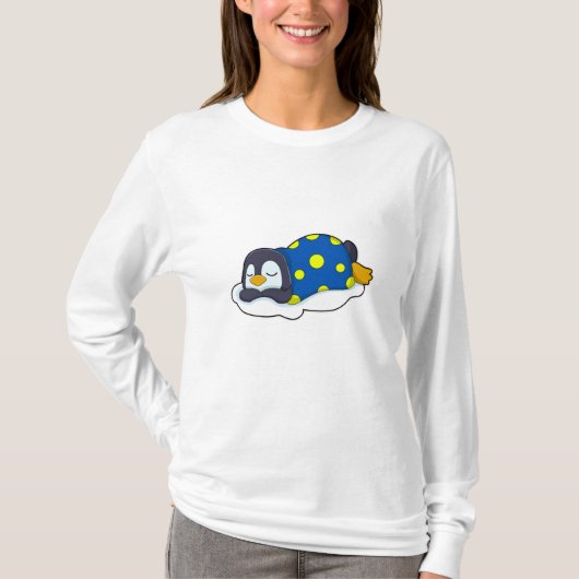 Pinguin beim Schlafen mit Blanket T-Shirt (Vorderseite)