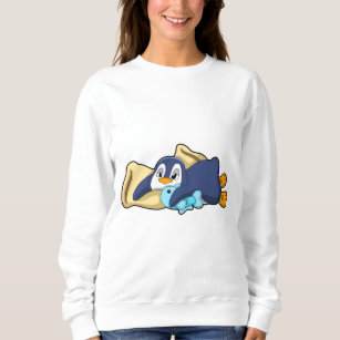 Pinguin beim Schlafen mit Kissen Sweatshirt