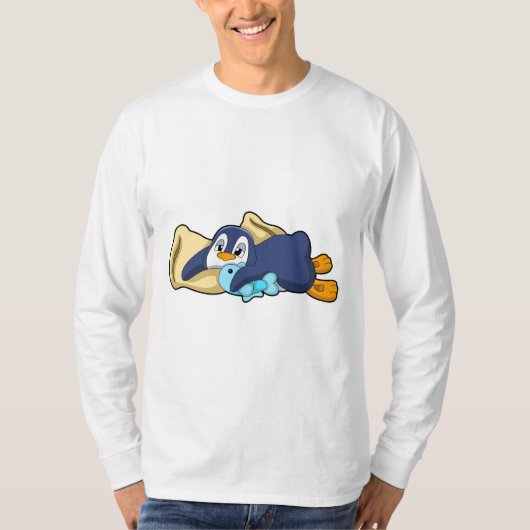 Pinguin beim Schlafen mit Kissen T-Shirt (Vorderseite)