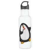 Pinguin beim Singen mit Mikrofon und Krawatte Edelstahlflasche (Vorderseite)