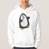 Pinguin beim Singen mit Mikrofon und Krawatte Hoodie (Vorderseite)