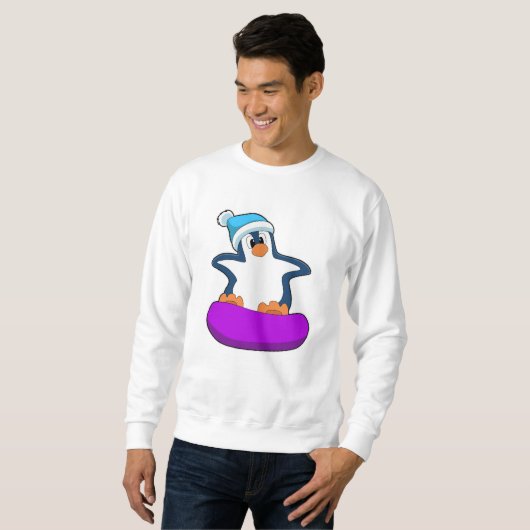 Pinguin beim Snowboarden mit Snowboard Sweatshirt (Vorne ganz)