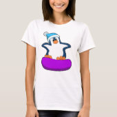 Pinguin beim Snowboarden mit Snowboard T-Shirt (Vorderseite)