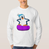 Pinguin beim Snowboarden mit Snowboard T-Shirt (Vorderseite)