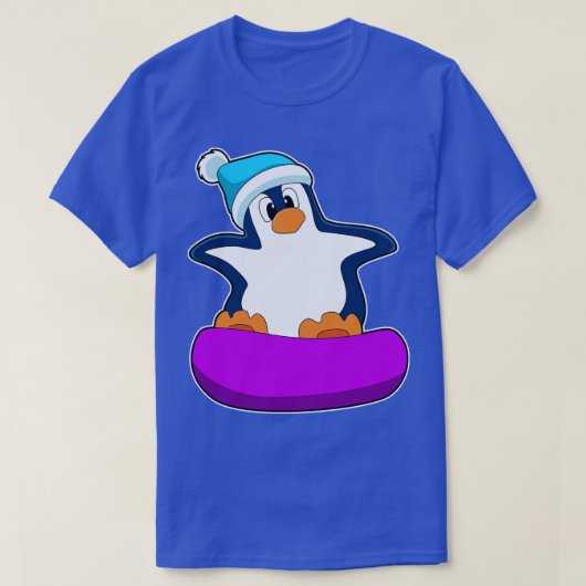 Pinguin beim Snowboarden mit Snowboard T-Shirt (Design vorne)
