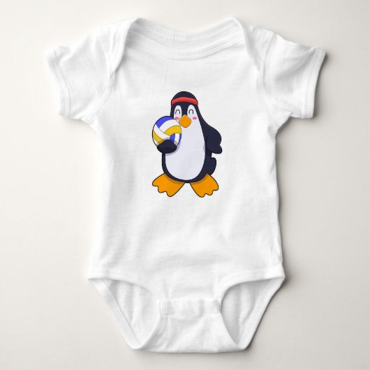 Pinguin beim Volleyball-Sport Baby Strampler (Vorderseite)