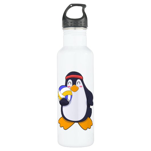 Pinguin beim Volleyball-Sport Edelstahlflasche (Vorderseite)