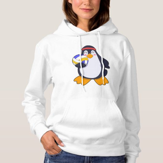 Pinguin beim Volleyball-Sport Hoodie (Vorderseite)