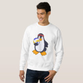Pinguin beim Volleyball-Sport Sweatshirt (Vorne ganz)