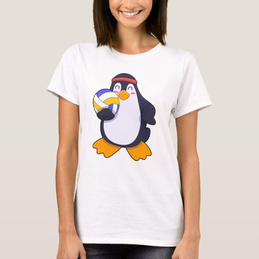 Pinguin beim Volleyball-Sport T-Shirt (Vorderseite)