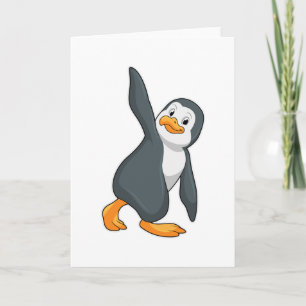 Pinguin beim Yoga-Dehnübungen Karte