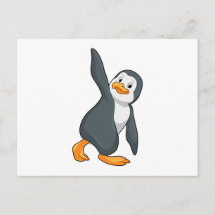 Pinguin beim Yoga-Dehnübungen Postkarte