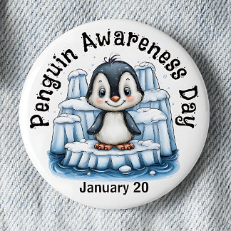 Pinguin-Bewusstseinstag-Anstecknadel Button